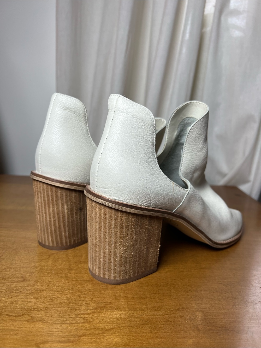 Chinese Laundry Ivory Leather Peep-Toe Booties - Picture 4 of 7